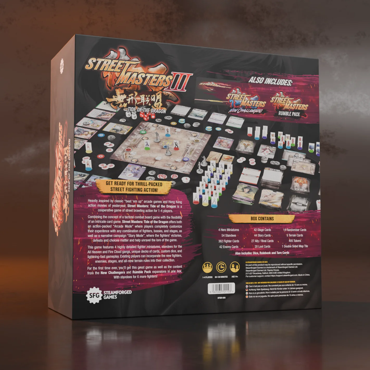 Street Masters: Tide of the Dragon gameplay setup with street battle board