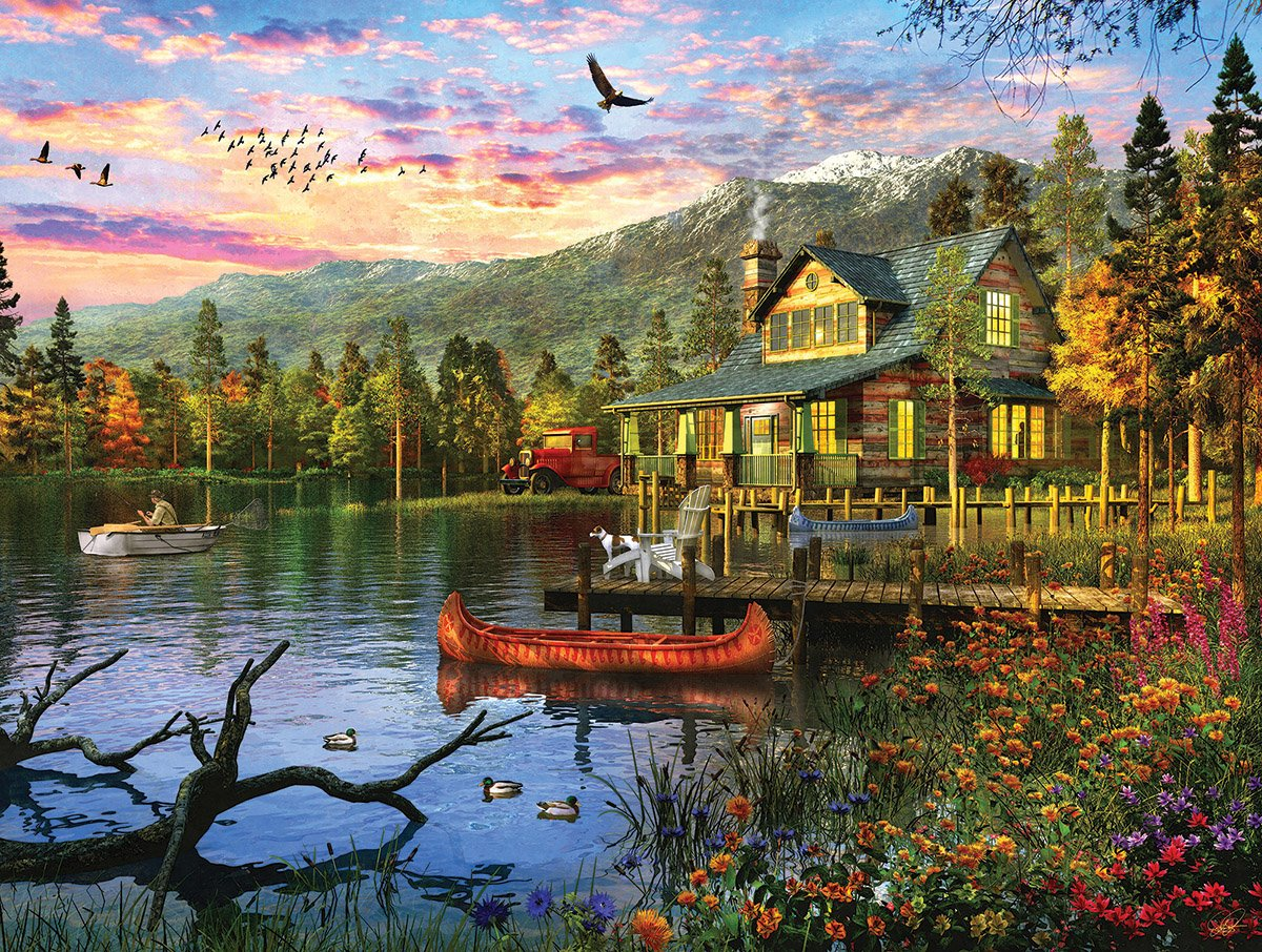 Sunset Cabin - 500 Piece Jigsaw Puzzle White Mountain 1416