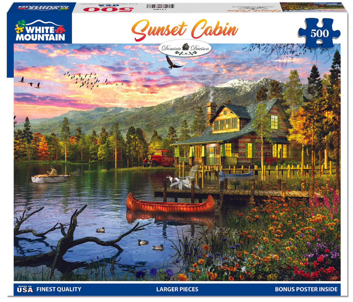 Sunset Cabin - 500 Piece Jigsaw Puzzle White Mountain 1416