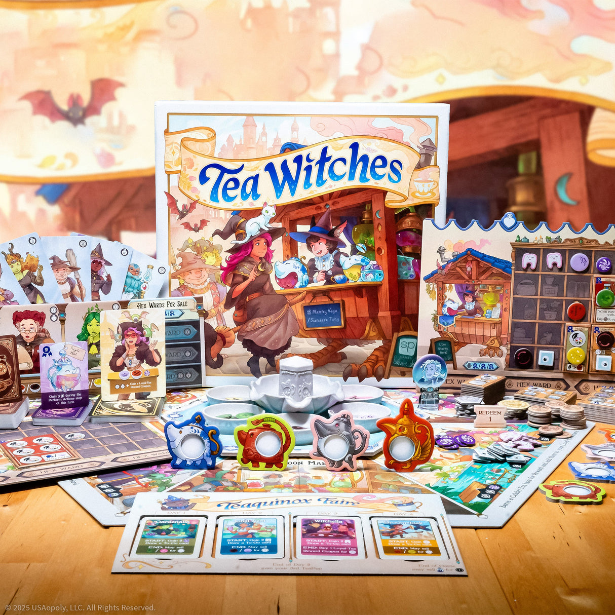 Tea Witches game board and tea garden