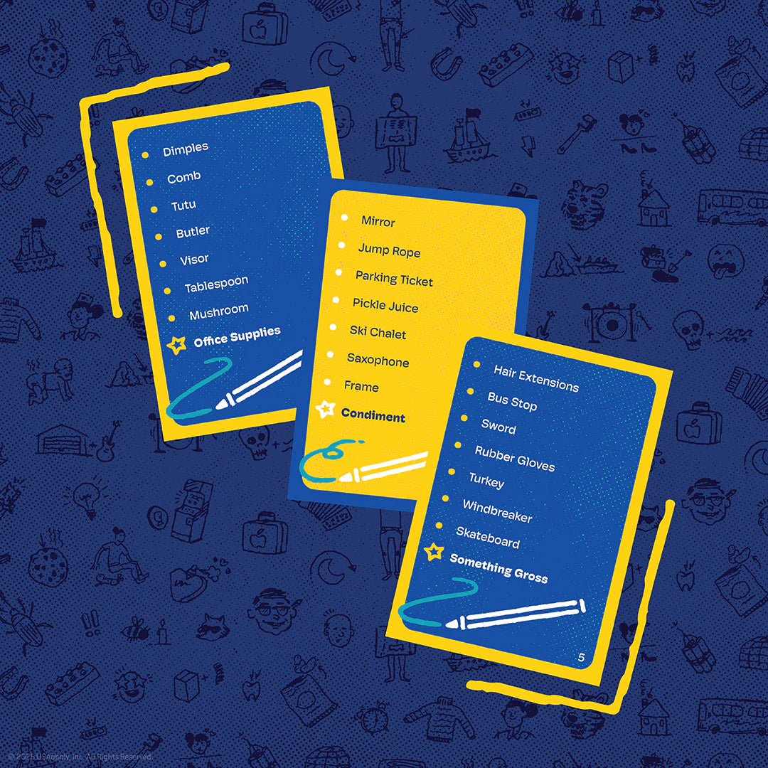 Telestrations 8 player party pack (2nd Edition) board game players laughing and drawing together