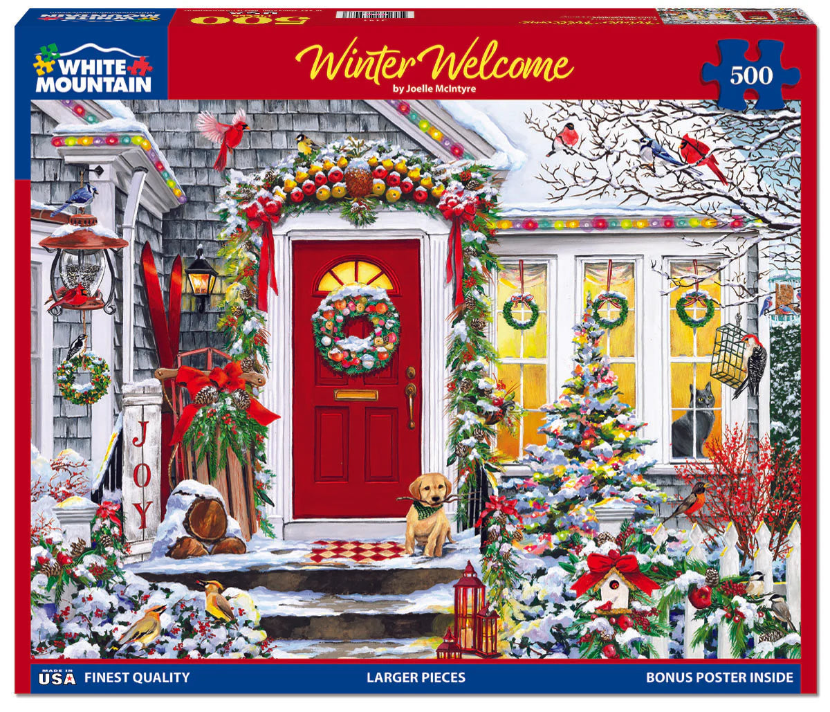 Winter Welcome - 500 Piece Jigsaw Puzzle White Mountain completed puzzle image
