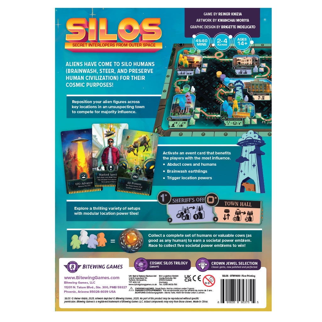 SILOS board game cards and player pieces