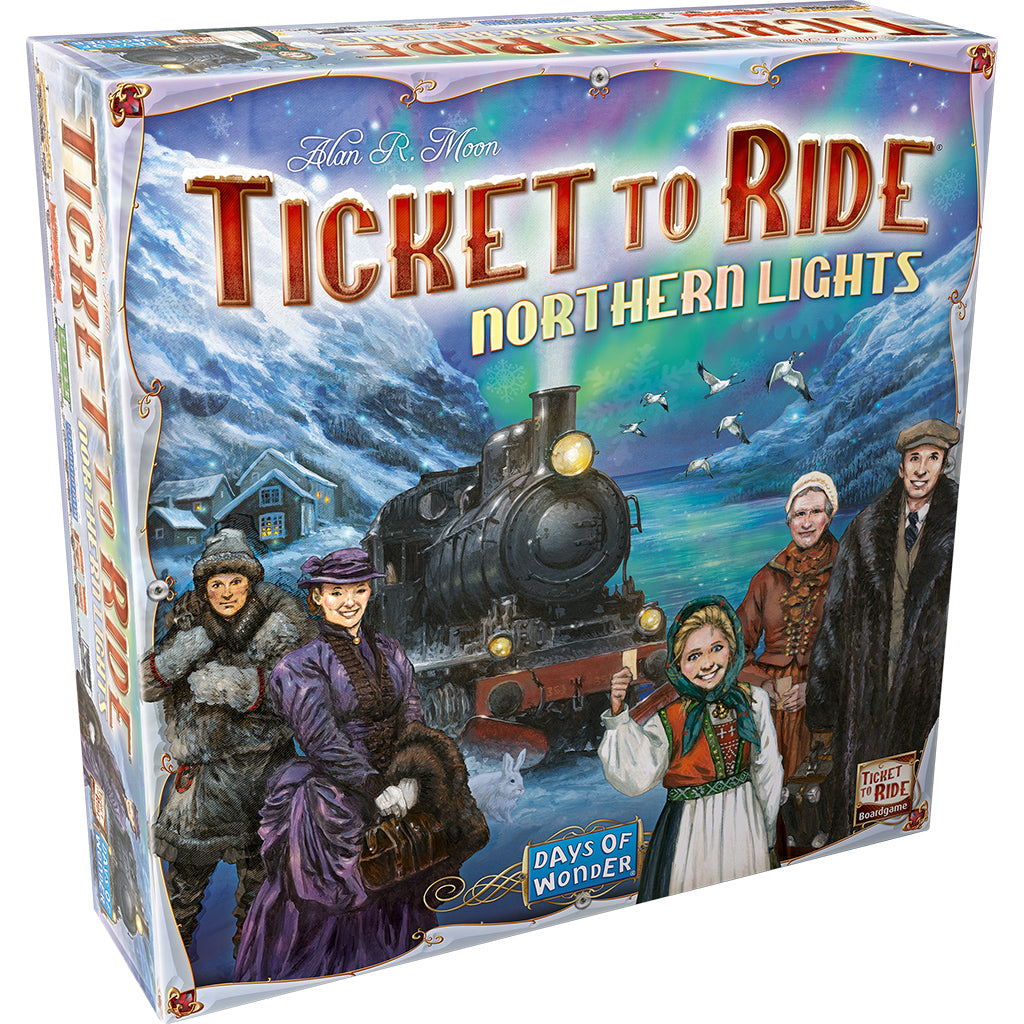 Ticket to Ride Northern Lights game board and destination tickets