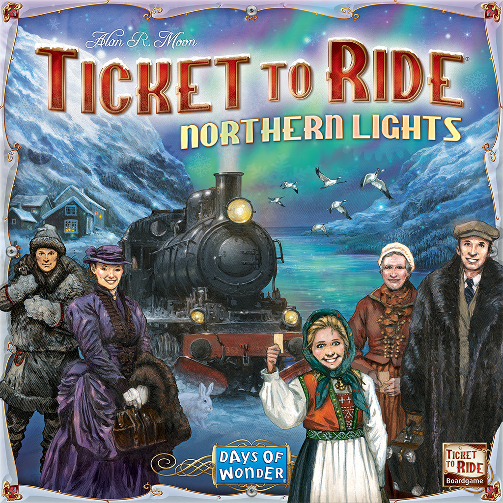 Ticket to Ride Northern Lights detailed game pieces and train cards