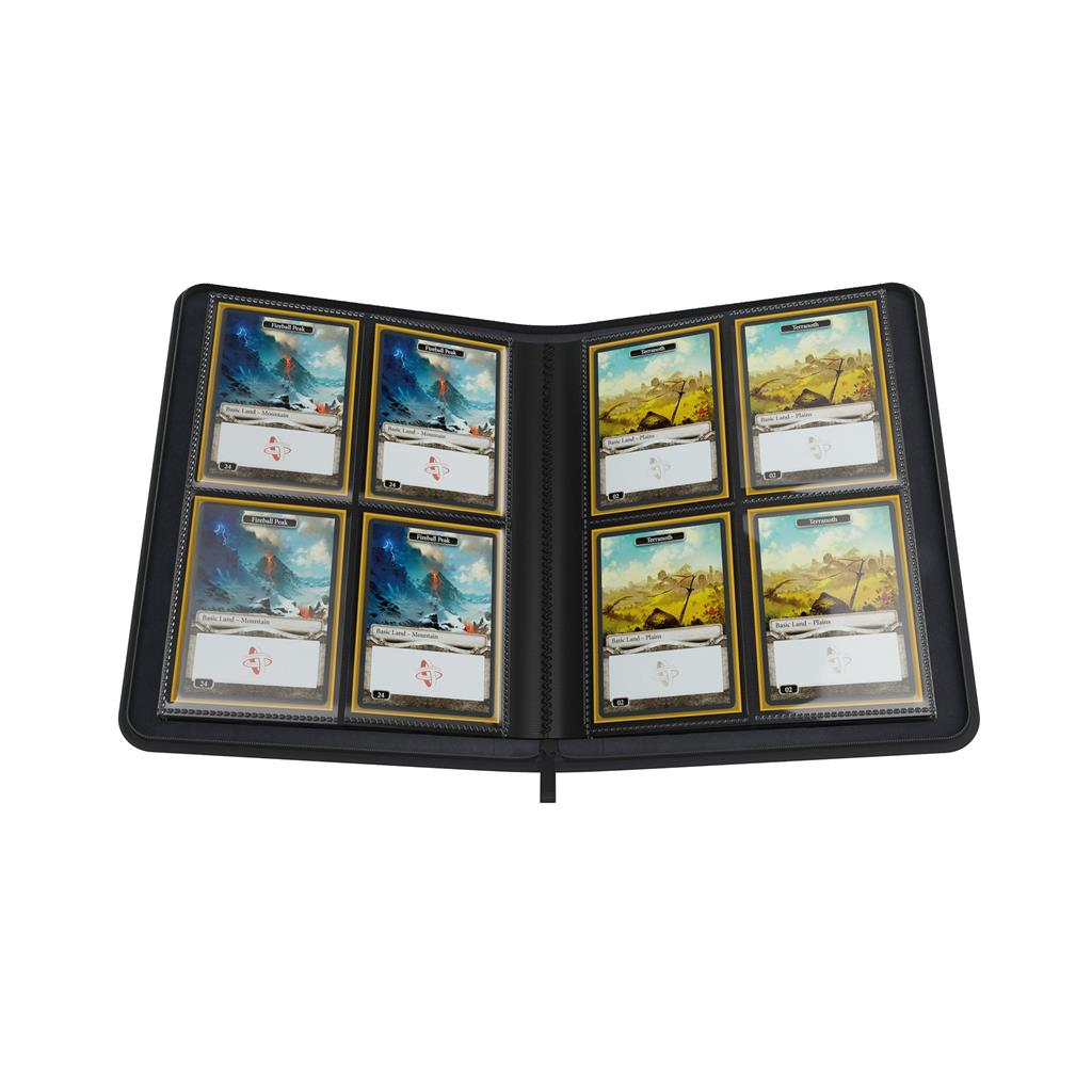 Zip-Up Album 8-Pocket Black open display