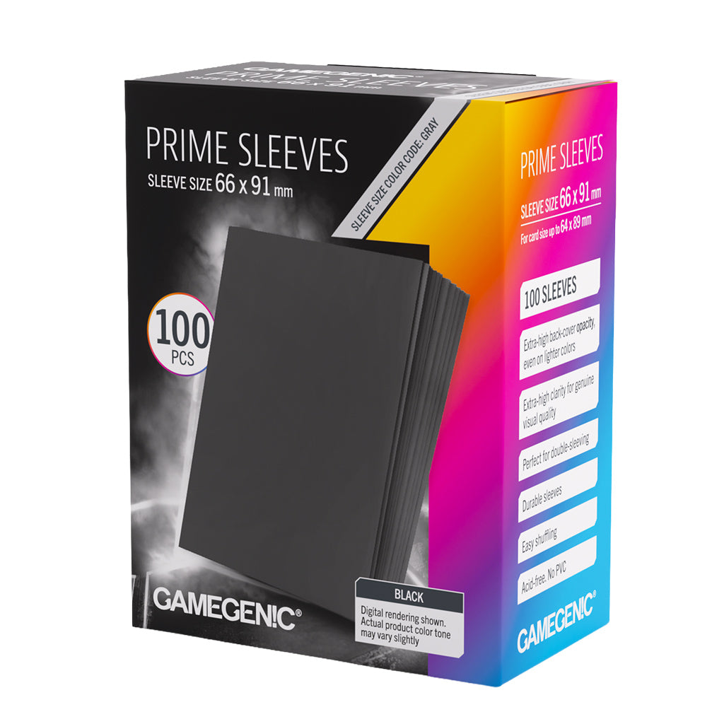 Prime Sleeves Black Standard Card Game 66x91 front packaging view