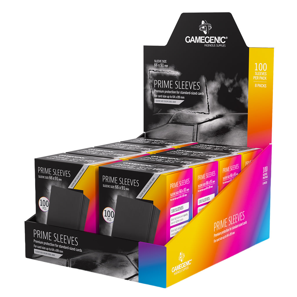 Prime Sleeves Black Standard Card Game sleeves fanned out display