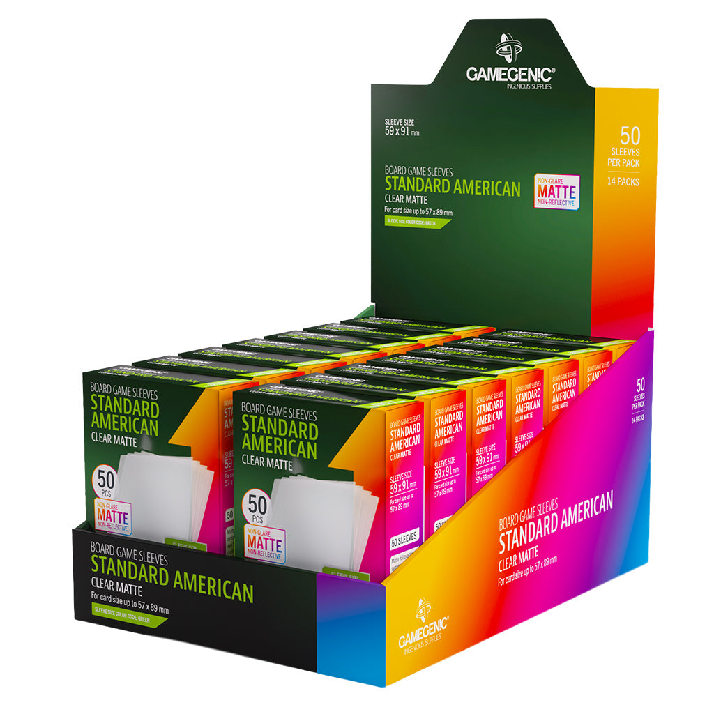 Board Game Sleeves Standard American Clear Matte front packaging view