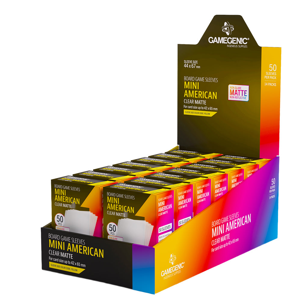 Board Game Sleeves Mini American Clear Matte sleeve detail showing matte finish and clarity