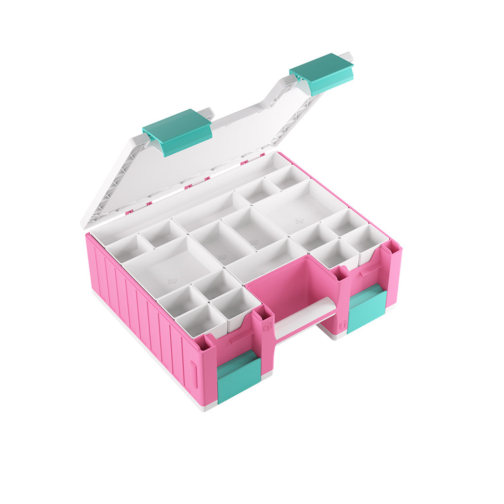 Game Castle - Pink / White / Teal featuring multi-deck organization