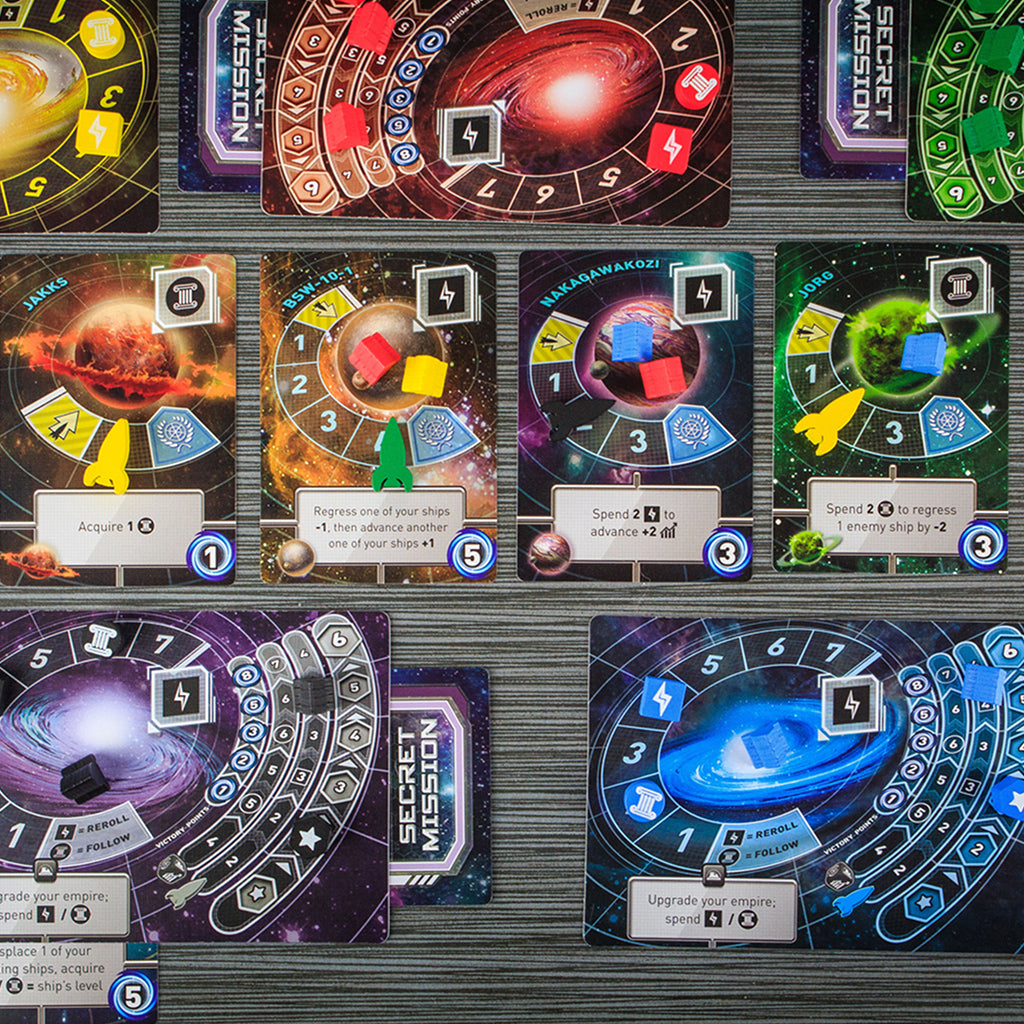Tiny Epic Galaxies Retail board game dice and galaxy cards