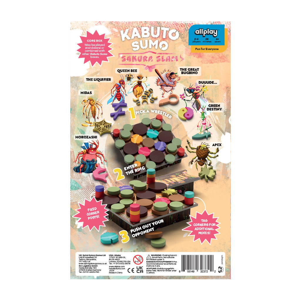 Kabuto Sumo: Sakura Slam board game sumo wrestlers and arena setup