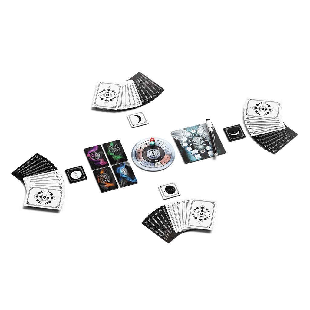 Lunar board game gameplay setup showing board layout and card arrangement