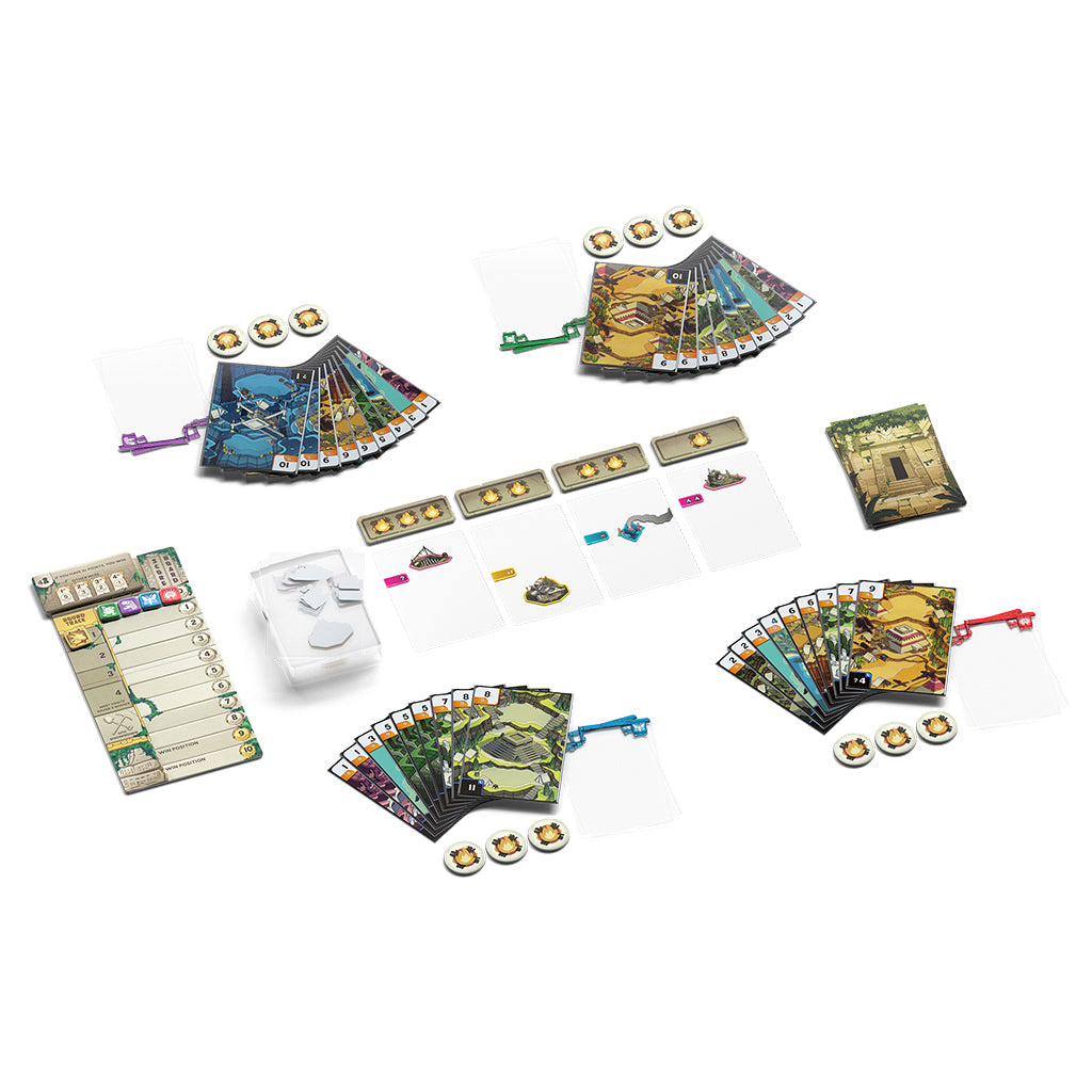 Ruins board game gameplay showing ancient ruins theme and card layout