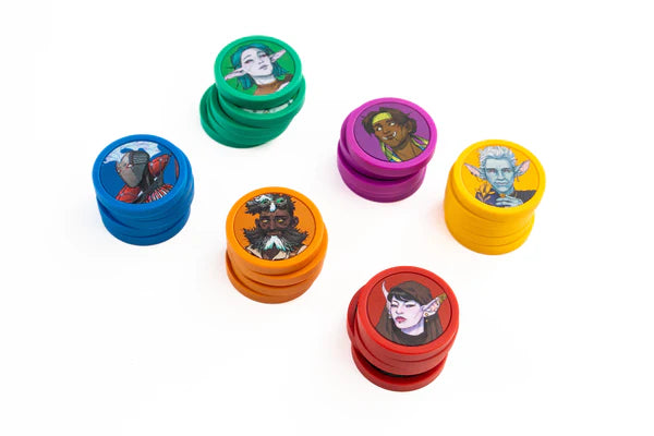 Kinfire Council character game pieces