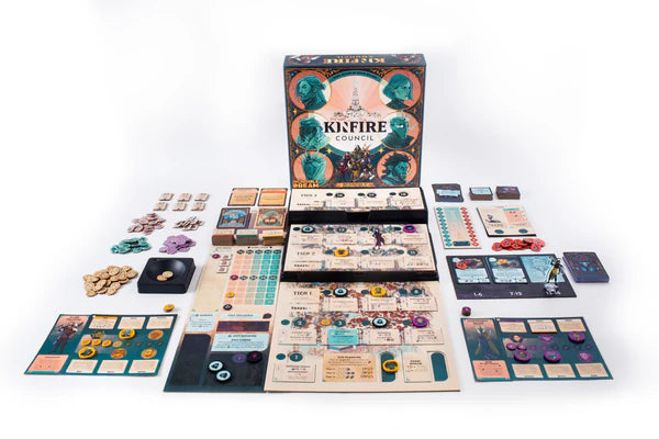 Kinfire Council game components and cards