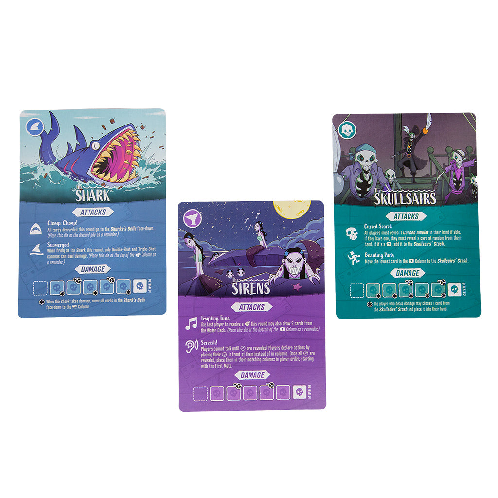We're Sinking board game cannon dice and breach cards spread