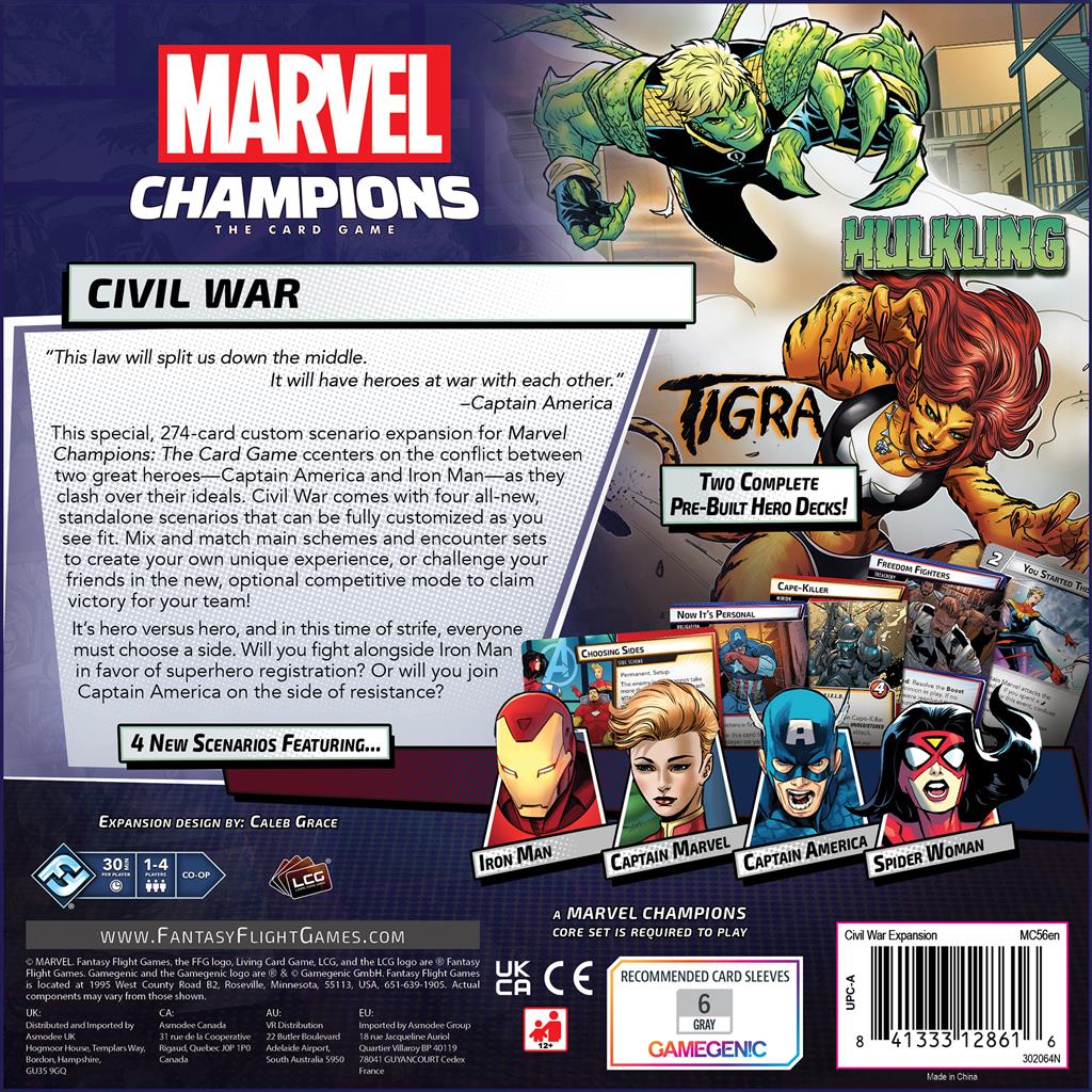 Marvel Champions: The Card Game - Civil War Expansion gameplay cards and tokens