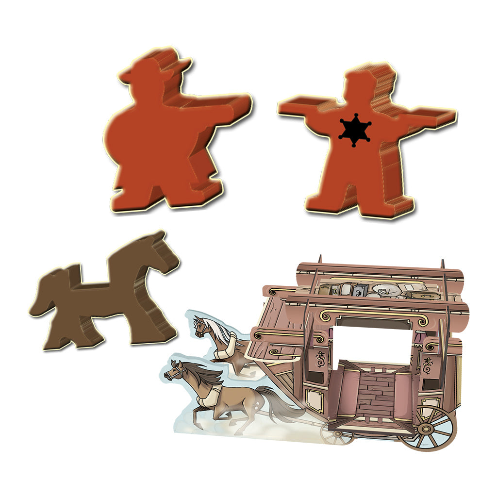 Colt Express Big Box detailed game pieces and bandit miniatures