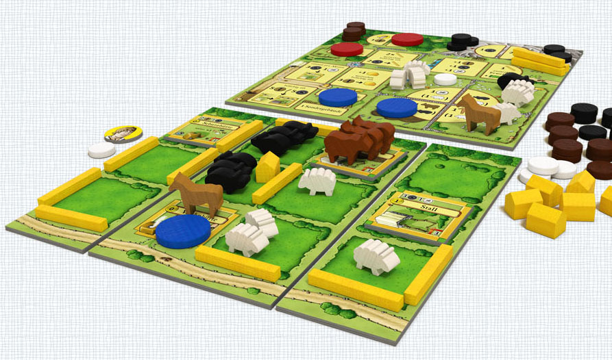 Agricola: All Creatures Big and Small Big Box board game showing farm animals and pastoral artwork