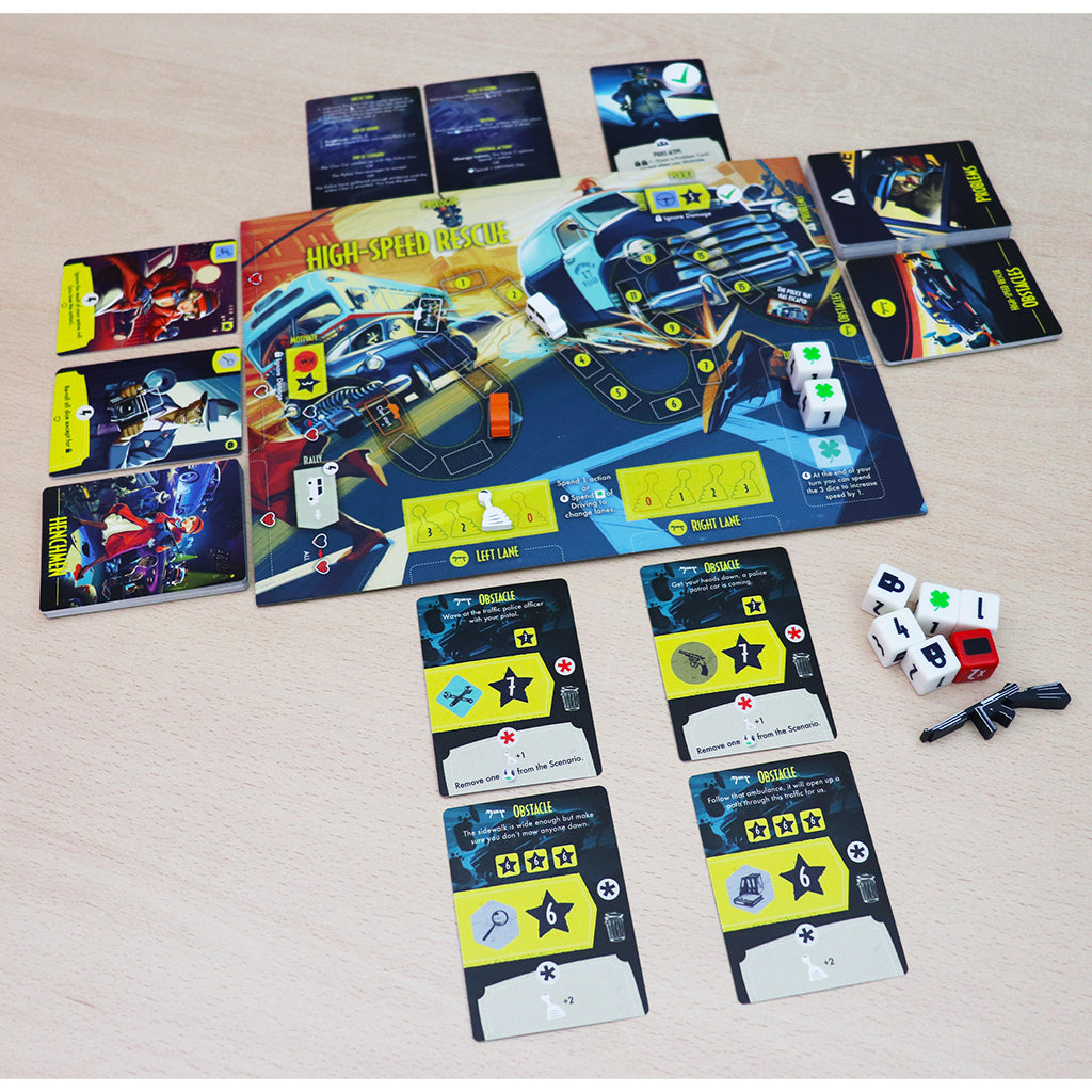 Fictions - Memoirs of a Gangster board game box showing noir crime theme