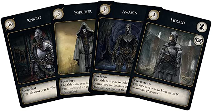 Dark Souls: The Card Game character cards and equipment