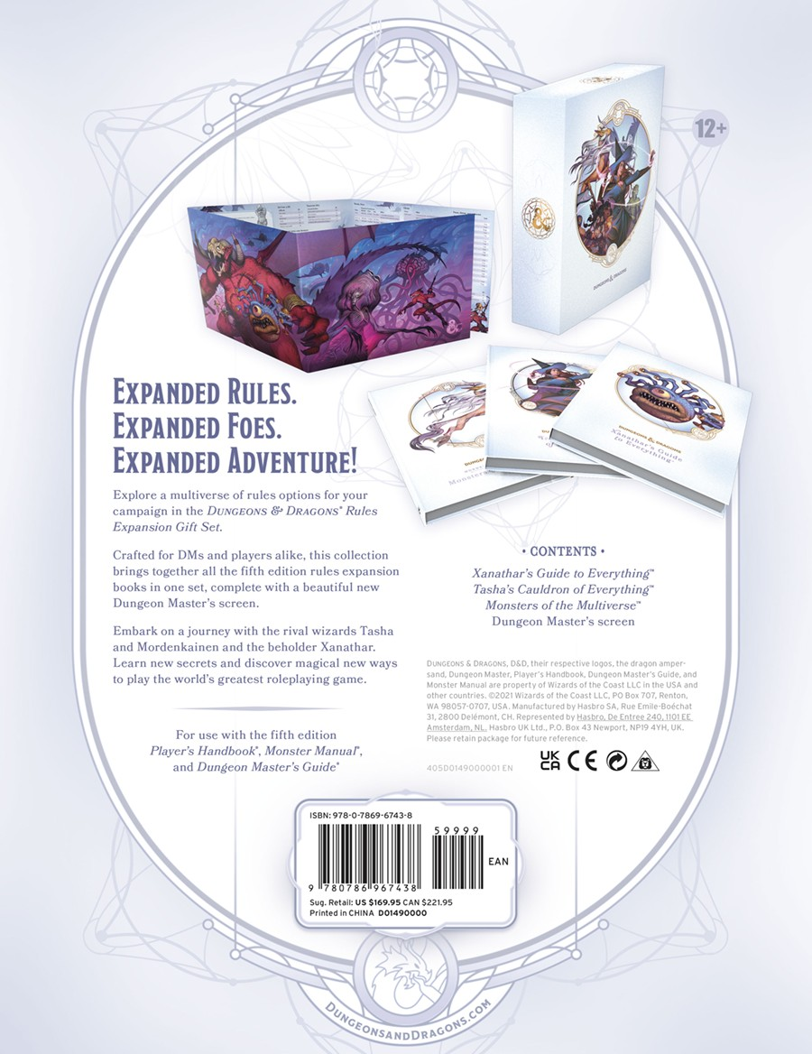 Dungeons & Dragons 5E: Rules Expansion Gift Set (Alternate Covers) RPG set contents display