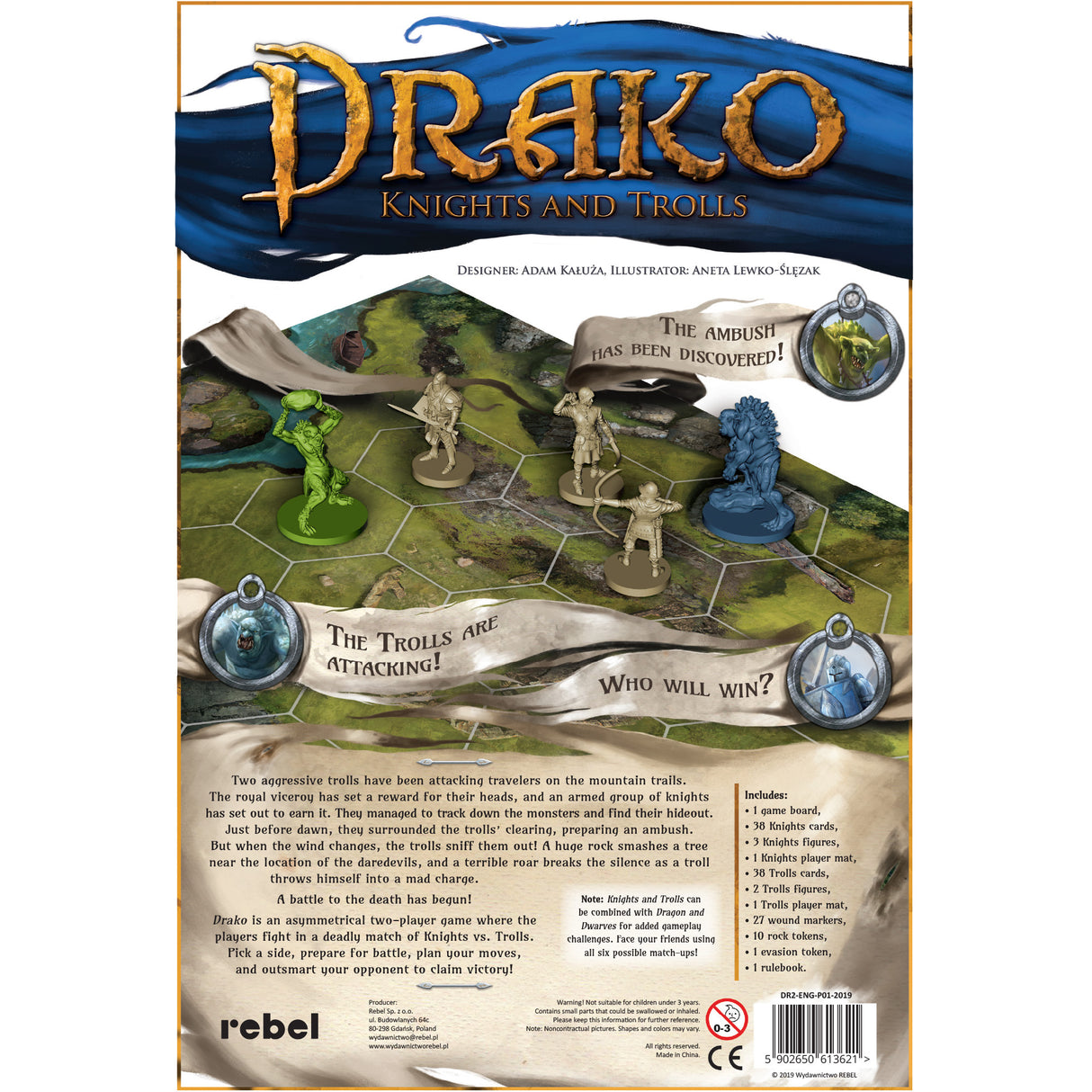 Drako: Knights and Trolls board game game board and tokens