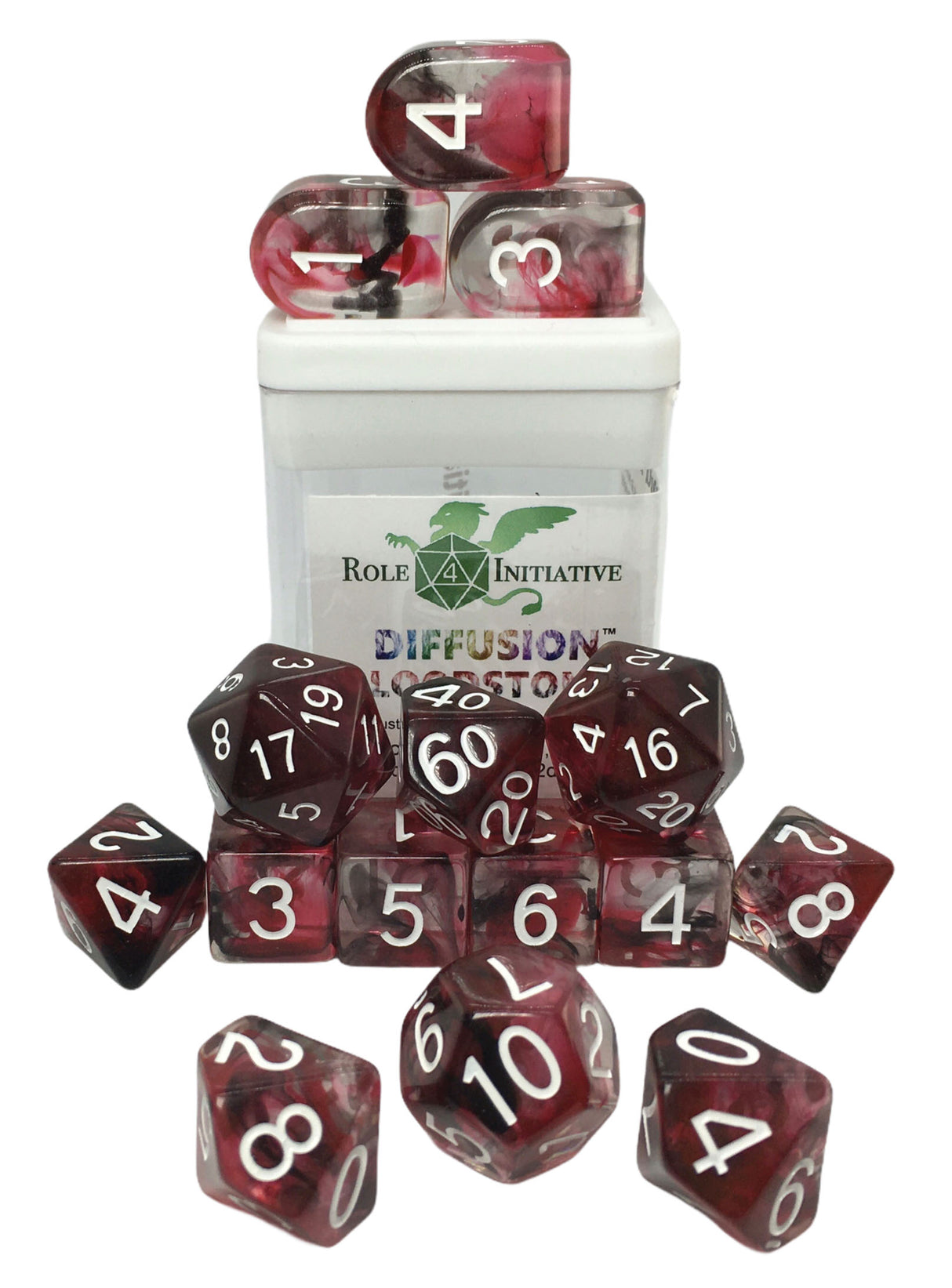 Polyhedral Dice: Diffusion Bloodstone - Set of 15 | Elderwoods