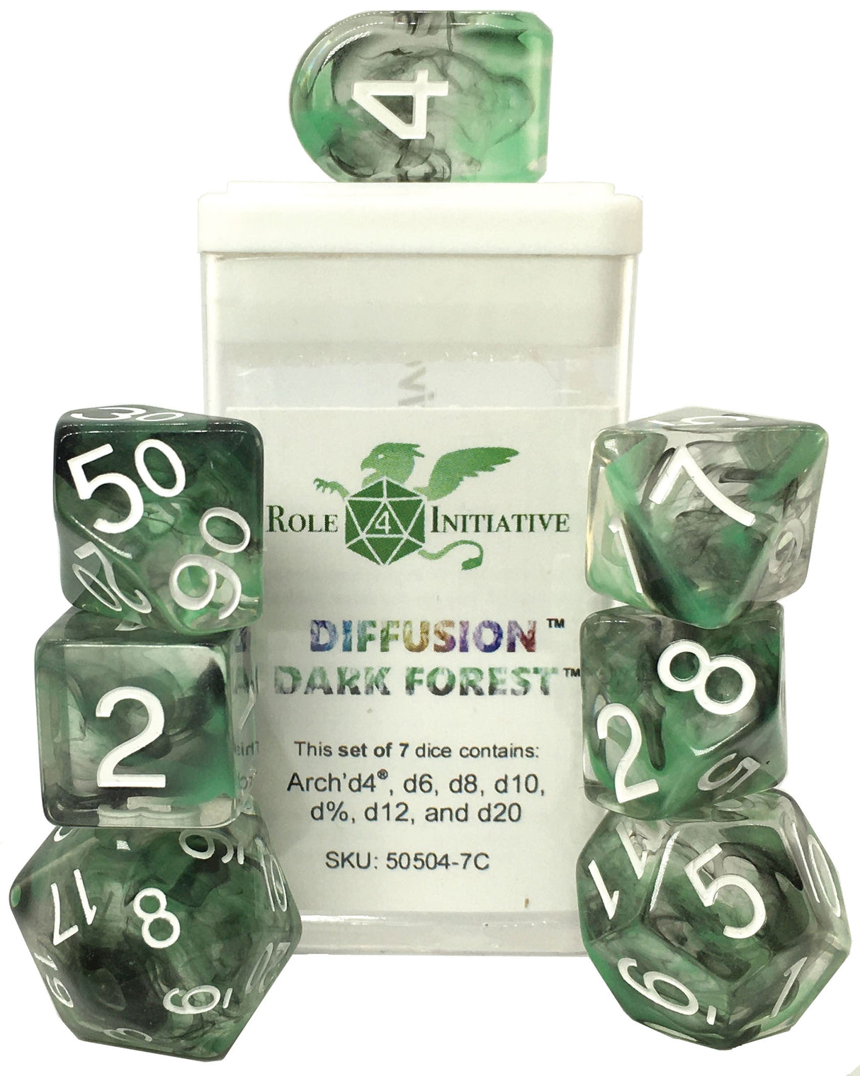 Polyhedral Dice: Diffusion Dark Forest - set of 7 RPG | Elderwoods