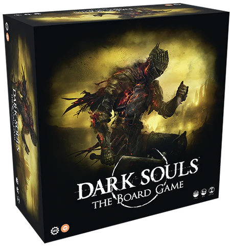 Dark Souls: The Board Game' with a warrior in armor on a dark background