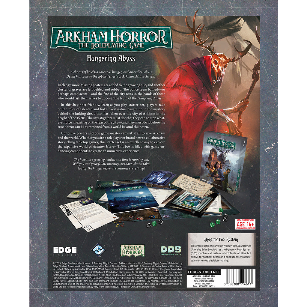 Arkham Horror RPG Starter Set - Hungering Abyss RPG adventure book and scenario guide