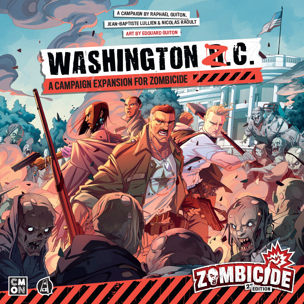 Zombicide: Washington Z.C. survivor miniatures and zombies