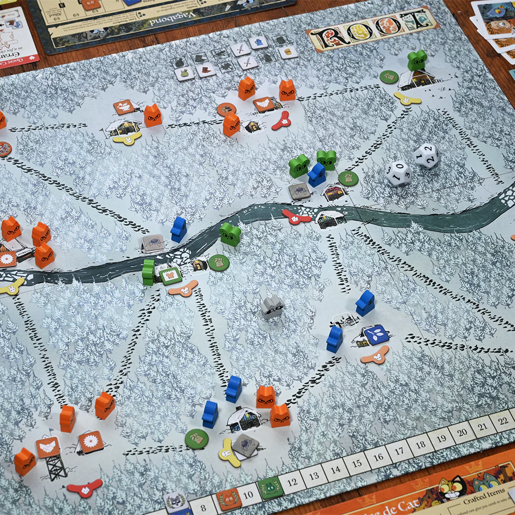 Root A Game of Woodland Might and Right game board showing woodland territories and faction areas