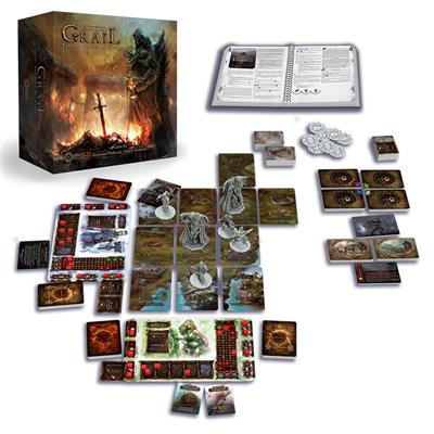 Tainted Grail Fall of Avalon complete game setup with miniatures