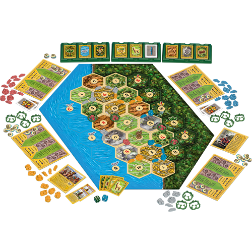 Catan: Histories: Rise of the Inkas game components and Inkan settlements