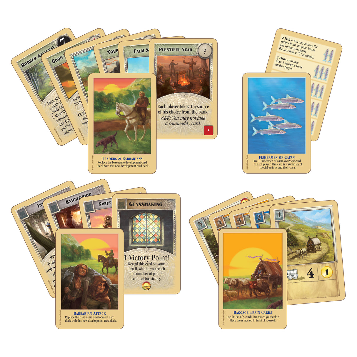 Catan: Expansion: Traders and Barbarians barbarian pieces and cards