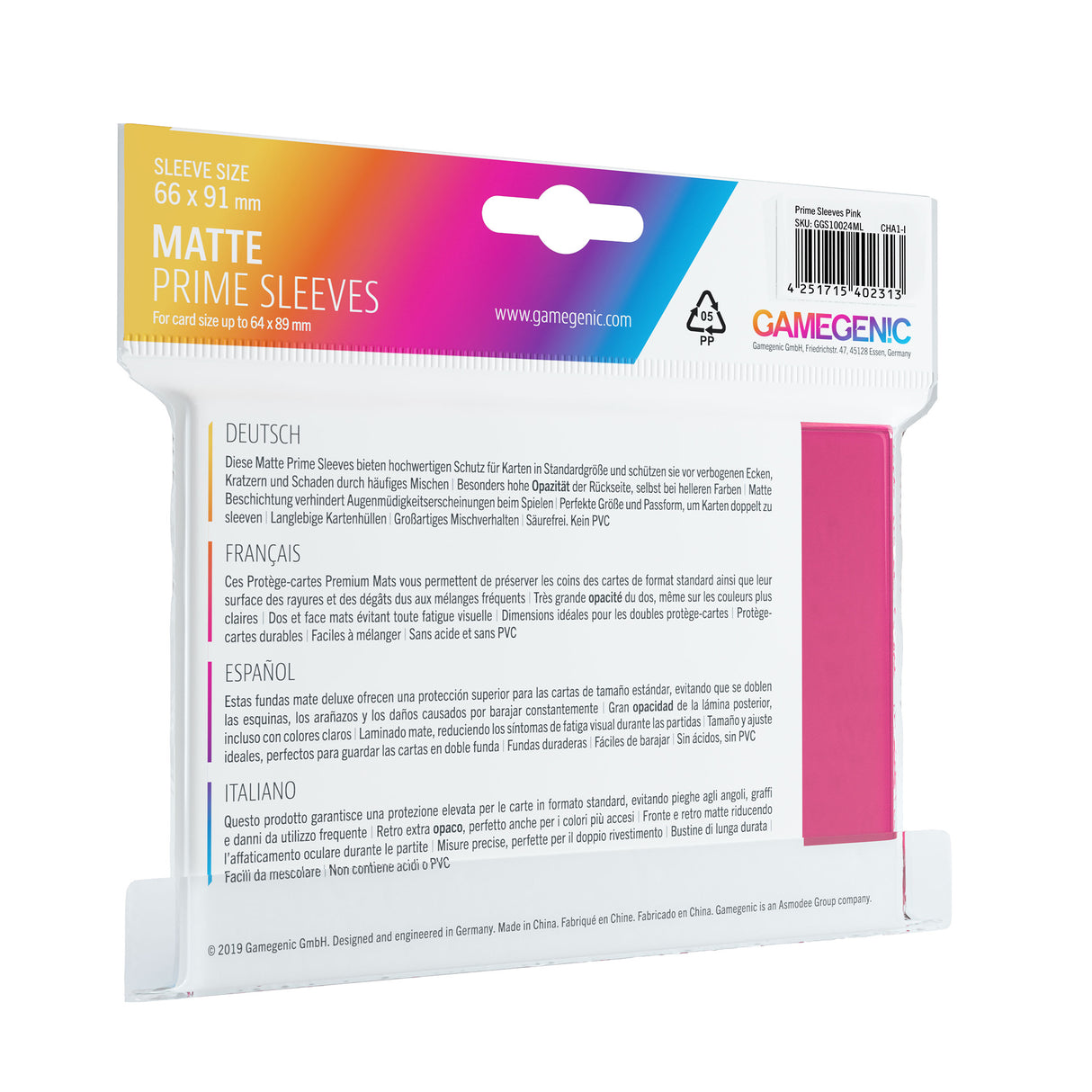 Gamegenic: Matte Prime Sleeves Pink