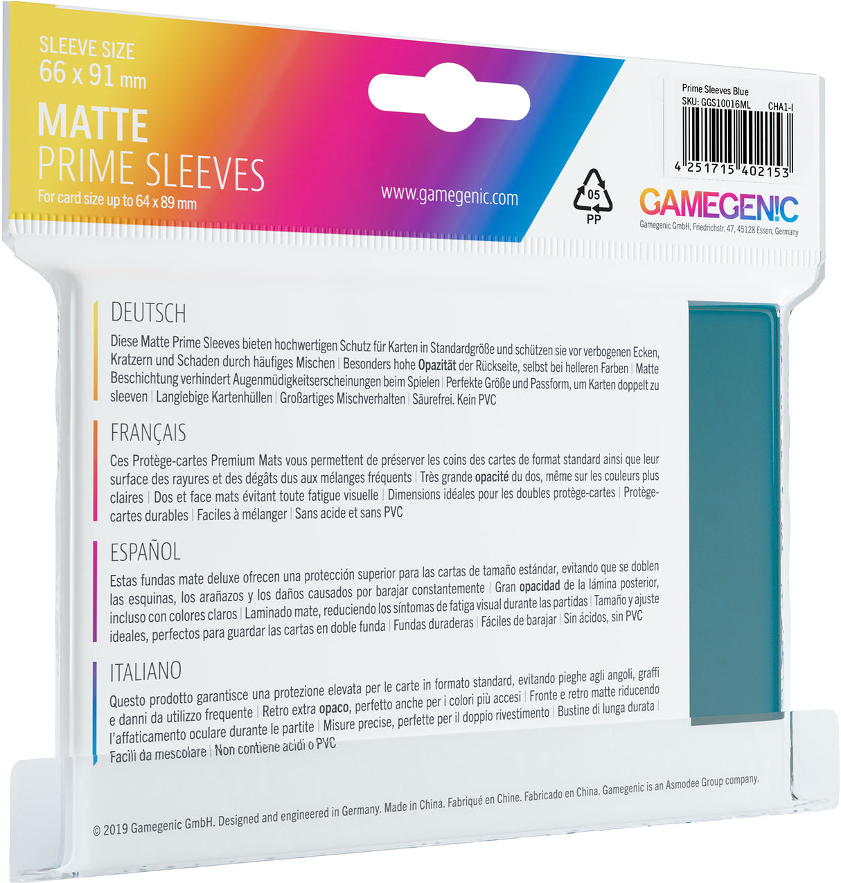 Gamegenic: Matte Prime Sleeves Blue