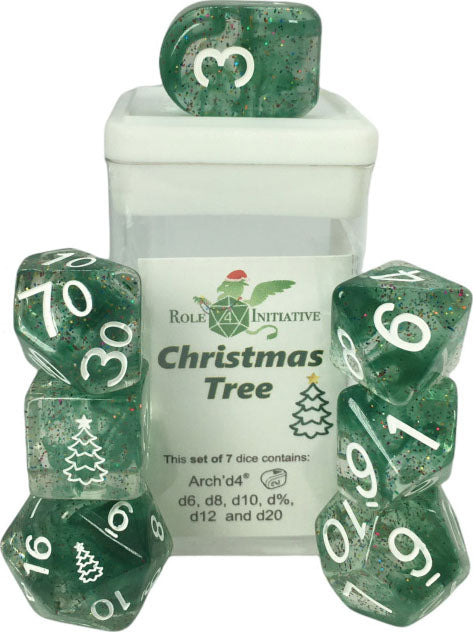 Polyhedral Dice: Christmas Tree set of 7 RPG | Elderwoods