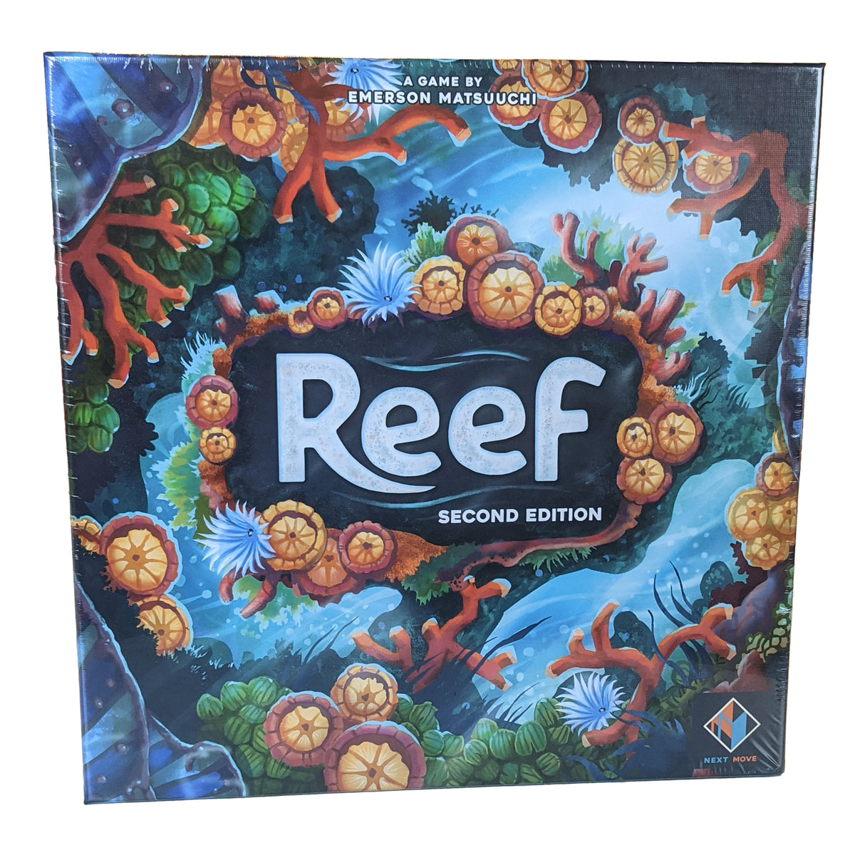 Reef Second Edition board game box and components