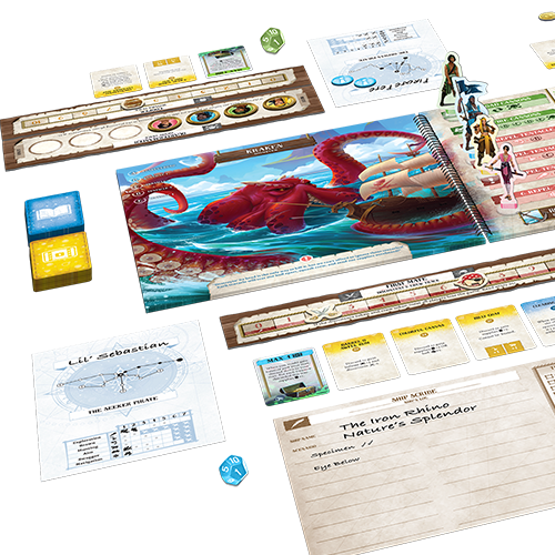 Forgotten Waters game board and pirate ship