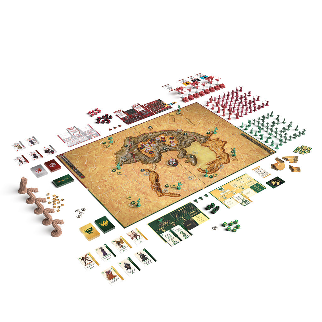 Dune War for Arrakis game board with desert terrain of Arrakis