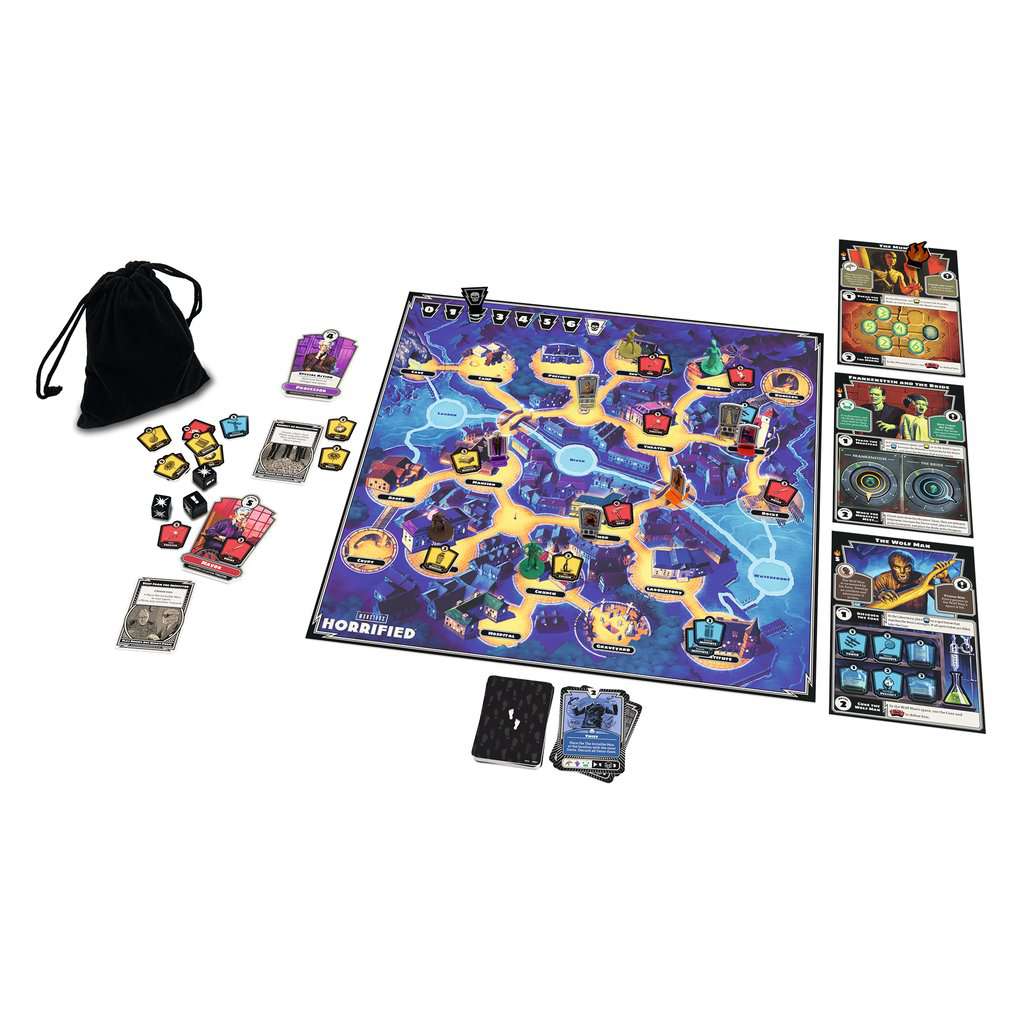 Horrified Universal Monsters cooperative game setup with classic monsters