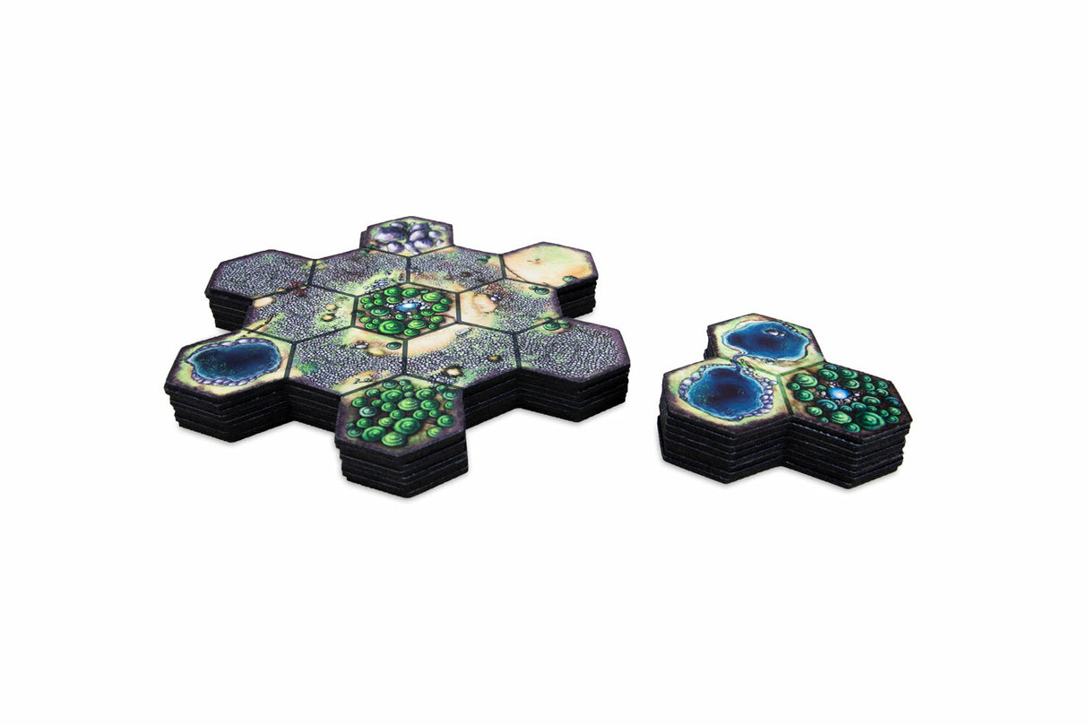 Cloudspire game components with terrain pieces