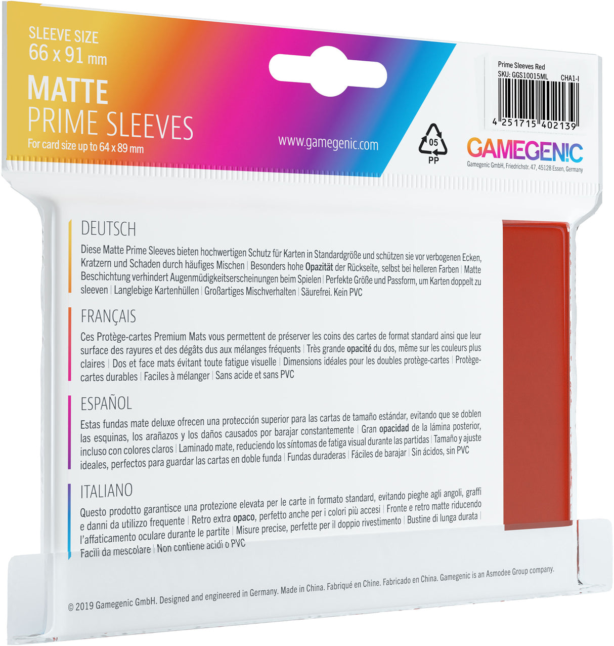 Gamegenic: Matte Prime Sleeves Red