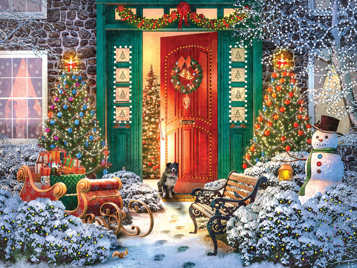 Christmas Door - 500 Piece Jigsaw Puzzle White Mountain
