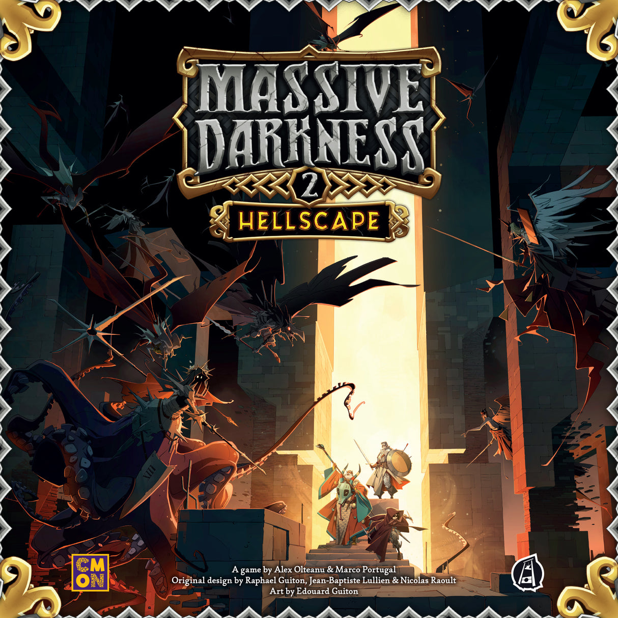 Massive Darkness 2: Hellscape game components and cards