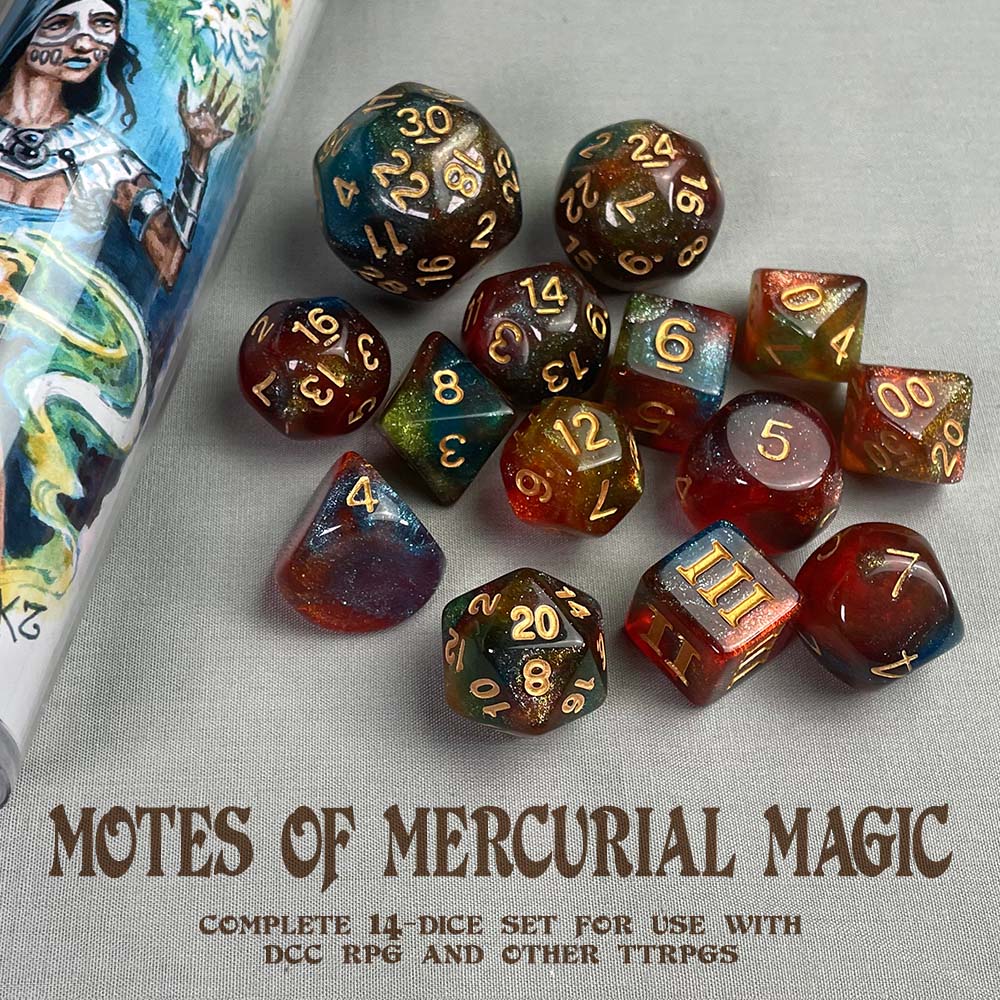 DCC Dice: Motes of Mercurial Magic (14 Dice Set) | Elderwoods